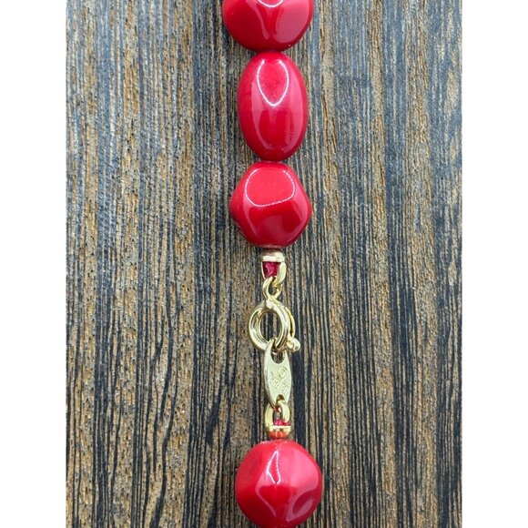 Vintage Trifari Red Beaded Necklace 24" Classic 1980s - Picture 4 of 7